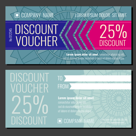 Modern vector gift coupon card voucher template with discount for buy illustrationのイラスト素材