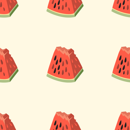 Pink watermelon vector seamless pattern. Background with a piece of watermelon illustrationのイラスト素材