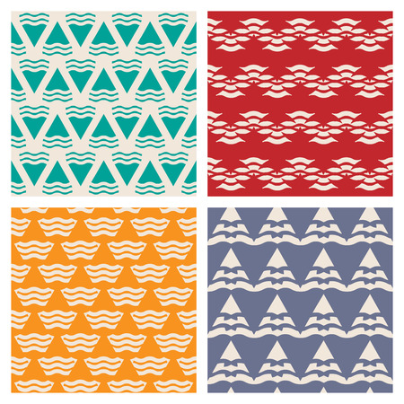 Set of vector abstract geometric seamless patterns. Collection of colored texture illustrationの写真素材