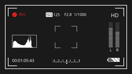 Photo camera recording screen vector illustration. Video screen and focus for photographyのイラスト素材