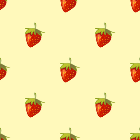 Red vector strawberries seamless pattern. Useful sweet dessert illustrationのイラスト素材