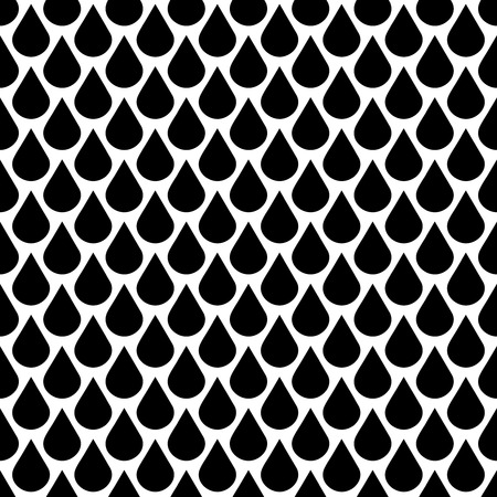 Black and white vector water drops seamless pattern. Rain in monochrome design backgroundのイラスト素材