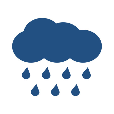 Blue vector cloud with falling rain isolated on white background. Illustration icon for weatherのイラスト素材
