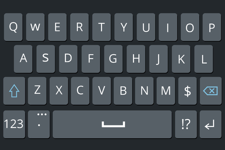 Smartphone keyboard, mobile phone keypad vector mockup. Keyboard for mobile device illustrationのイラスト素材