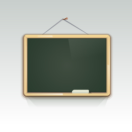 Blank school blackboard hanging on wall for education and write information, vector illustrationのイラスト素材
