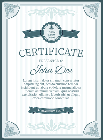 Certificate and vintage diploma vector template design. Graduation and achievement illustrationのイラスト素材