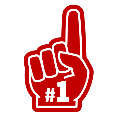 Number 1 one sports fan foam hand with raising forefinger vector icon. Fan support sport illustrationのイラスト素材