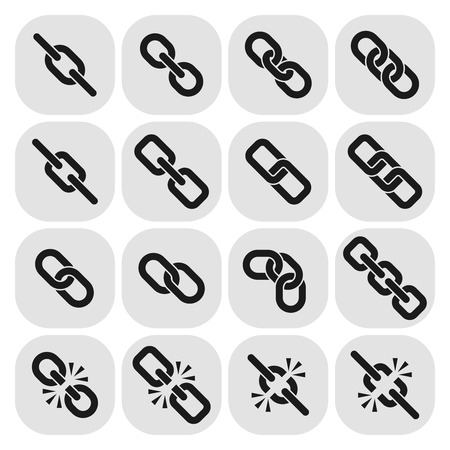 Web link, hyperlink, chain vector icons. Connection linked system illustrationのイラスト素材