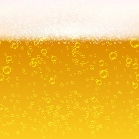 Close up light beer with foam and bubbles vector seamless background. Fresh beverage beer illustrationのイラスト素材