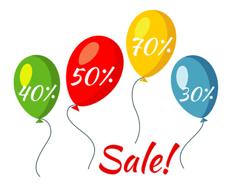 Sale colorful baloons vector illustration. Discount and promotion for retailのイラスト素材