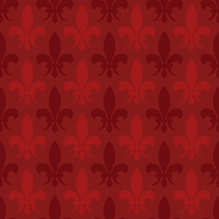 Red vector fleur de lis seamless pattern. Background with lily illustrationのイラスト素材