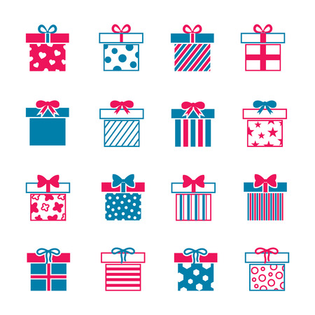 Colorful gift boxes vector icons set. Present to birthday and other holiday illustrationのイラスト素材