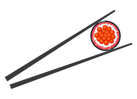 Sushi food and chopsticks vector illustration isolated on white backgroundのイラスト素材
