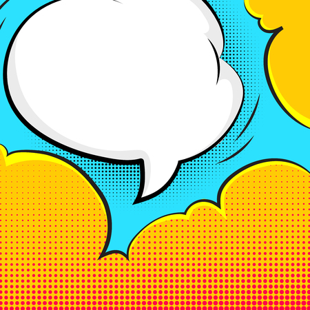 Blank bubble talk in pop art style vector background. Dialog and expression, empty speech comic bubble illustrationのイラスト素材
