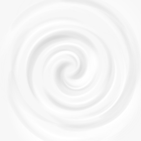 White milk, yogurt, cosmetics product swirl cream vector illustration. Mousse whirlpool and vortex backgroundのイラスト素材