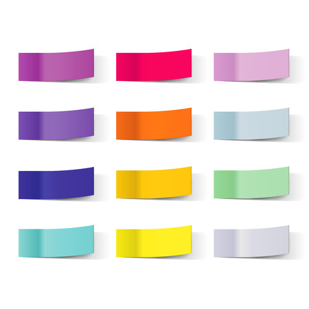 Vector sticky notes isolated on white. Colored paper stickers for remember illustrationのイラスト素材