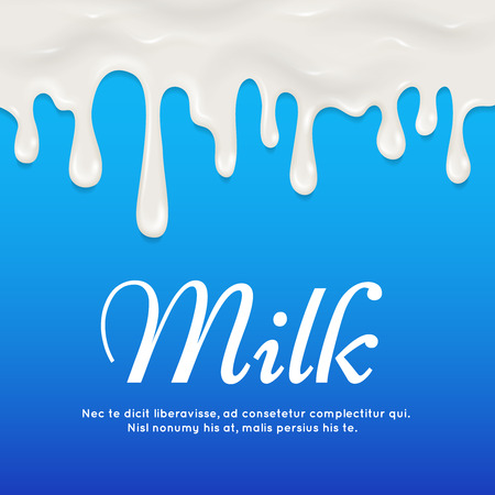 Dripping white yogurt, milk, cream seamless vector border. Sweet leaking drop of milk illustrationのイラスト素材