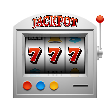 Casino slot gambling machine vector lucky and win concept. Jackpot in gamble game illustrationのイラスト素材