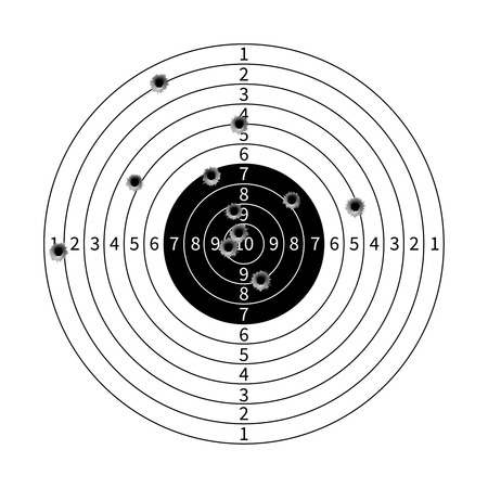 Gun target with bullet holes vector illustration. Success shot in aimのイラスト素材