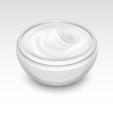 Bowl with white cream isolated on white background vector illustrationのイラスト素材
