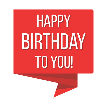 Happy birthday red banner vector illustration. Flat poster for holidayのイラスト素材