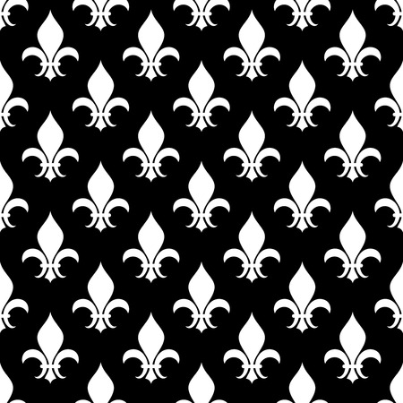 Vector fleur de lis seamless pattern in black and white. Wallpaper design decoration illustrationのイラスト素材