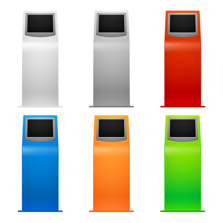Information kiosk, debit machine, terminals vector illustration. Banking atm and terminal for paymentのイラスト素材
