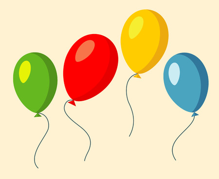 Set of four colorful baloons red green and yellow vector illustrationのイラスト素材