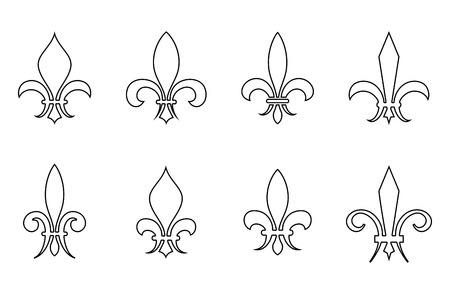 Lily outline illustration vector set. Floral design element in linear styleのイラスト素材