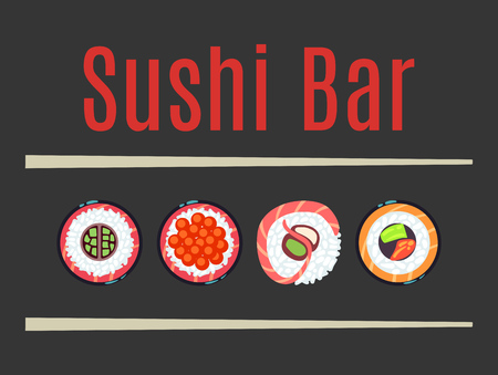 Japanese sushi bar  template. Set of restaurant. Vector illustrationのイラスト素材
