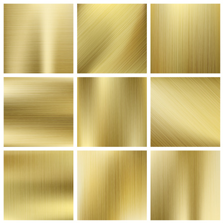 Gold texture vector set, shiny golden yellow plates. Surface shiny blank metallic illustrationのイラスト素材