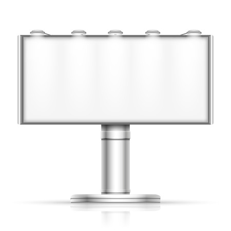 Advertising outdoor blank billboard isolated on white vector mockup. Street banner for promotion illustrationのイラスト素材