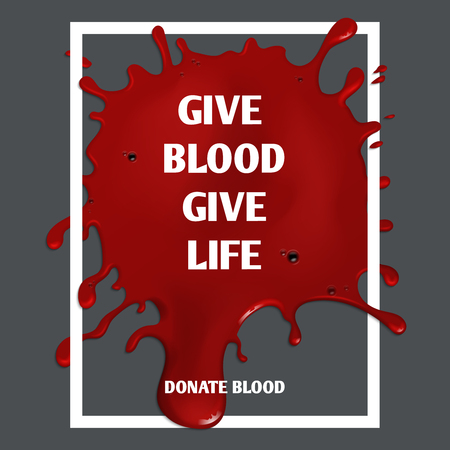 Donate blood vector motivation medical poster. Donation and medicine volunteer illustrationのイラスト素材