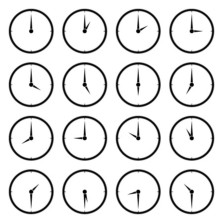 World clock, time zone vector icons. Travel and clock face to asia, europe and america illustrationのイラスト素材