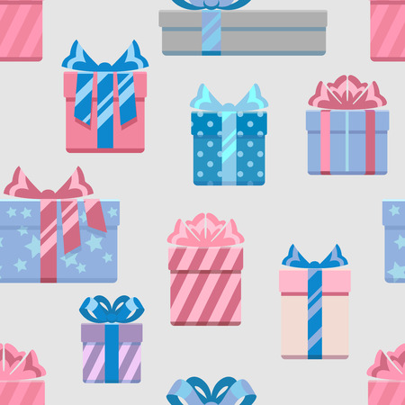 Gift boxes vector seamless pattern. Background for celebration birthday illustrationのイラスト素材