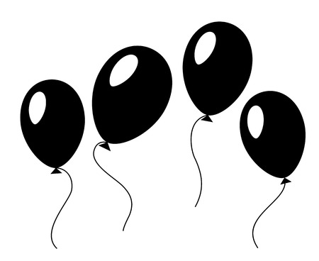 Baloons vector illustration in black and white for birthday partyのイラスト素材