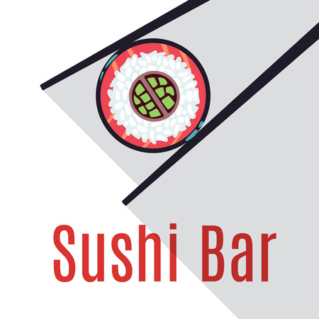 Sushi bar food template. Seafood and fresh roll, vector illustrationのイラスト素材