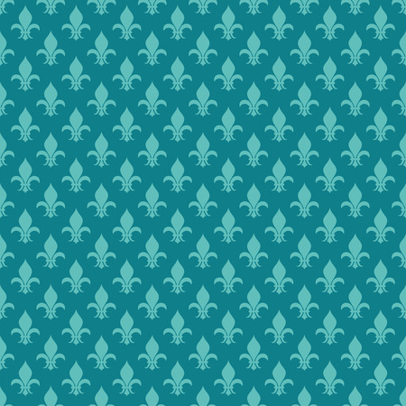 Teal fleur de lis vector seamless pattern. Background ceramic classic illustrationのイラスト素材