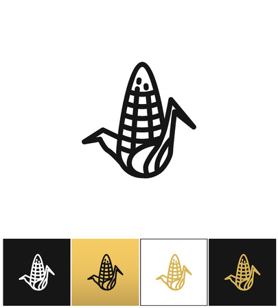 Corn cob nutritious maize vector icon. Corn cob nutritious maize pictograph on black, white and gold backgroundsのイラスト素材