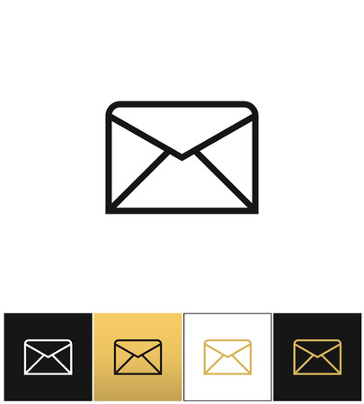 Envelope, business letter or email line vector icon. Envelope, business letter or email line pictograph on black, white and gold backgroundsのイラスト素材
