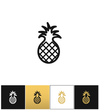 Pineapple sweet exotic dessert vector icon. Pineapple sweet exotic dessert pictograph on black, white and gold backgroundsのイラスト素材