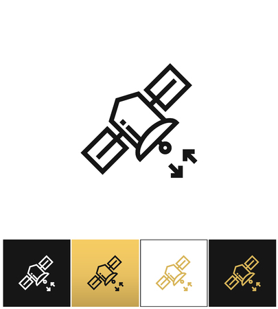 Internet satellite broadcast vector icon. Internet satellite broadcast pictograph on black, white and gold backgroundのイラスト素材