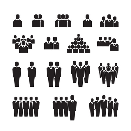 Business team, people silhouettes. Employee, group or crowd vector icons. Business workers staff signsのイラスト素材