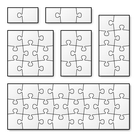 Vector blank puzzle pieces for jigsaw game. Pattern puzzle jigsaw, game illustration part puzzleのイラスト素材