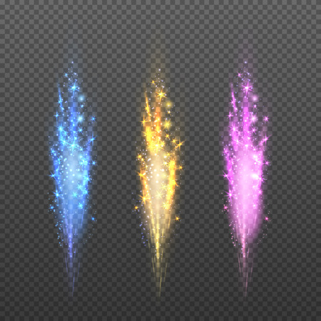Vector fireworks, sparks christmas lights isolated on plaid background for festival and holiday. Illustration of firework to new yearのイラスト素材