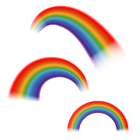 Set of bright vector rainbows isolated white background. Rainbow collection illustrationのイラスト素材