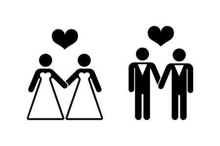 Gay wedding icons over white. Relationship love couple. Vector illustrationのイラスト素材
