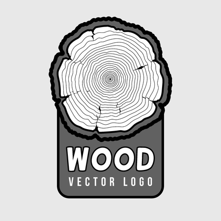 Annual tree growth rings, trunk cross section hipster vector log. Bark concentric cut design illustrationのイラスト素材