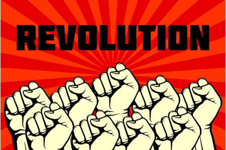 Protest, rebel vector revolution art poster. Banner revolution freedom illustrationのイラスト素材