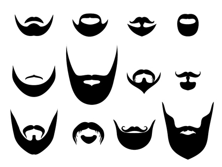 Men vector silhouette shapes of beards and mustaches. Hair on face style illustrationのイラスト素材